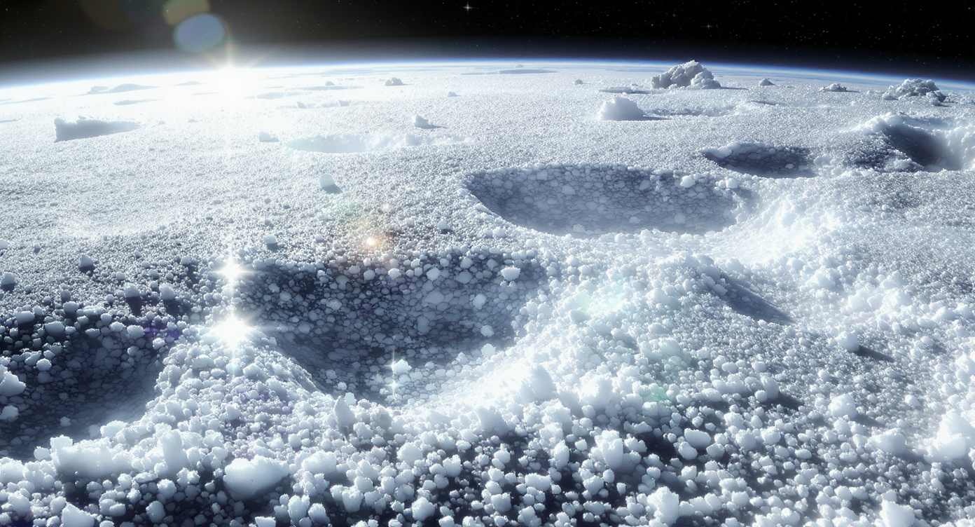 Eisige Oberflächte von Haumea - KI Darstellung