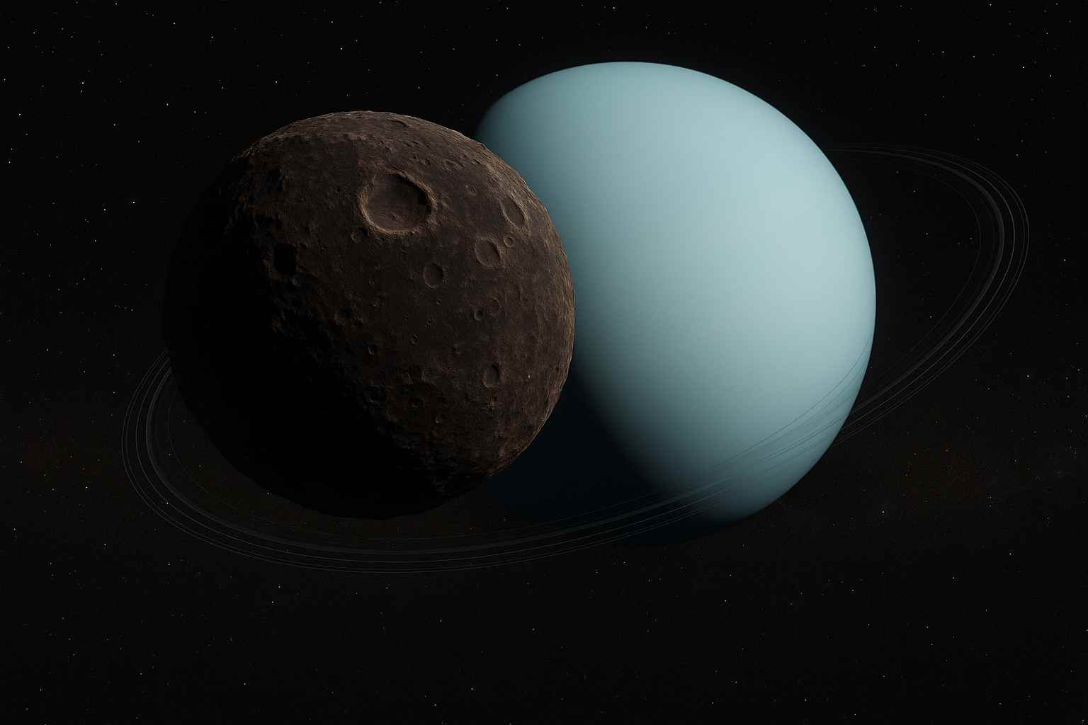 Uranus Mond Nr. 29 - Künstlerische KI Darstellung Uranus Mond Nr. 29 - Künstlerische KI Darstellung